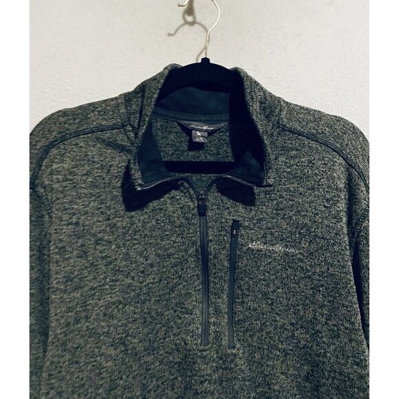 Eddie Bauer Sweater Mens XL Heathered Gray 1/4 Zip Pullover Mock Neck Hiking - Picture 2 of 5